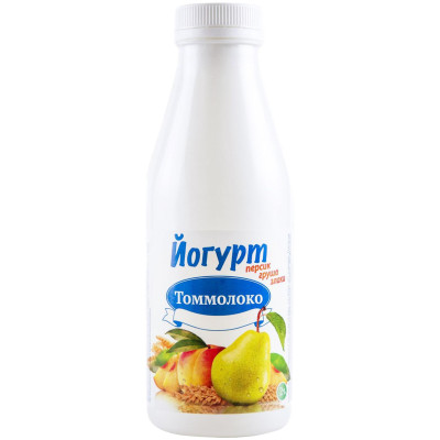 Йогурт Томмолоко персик-груша-злаки 2%, 450мл