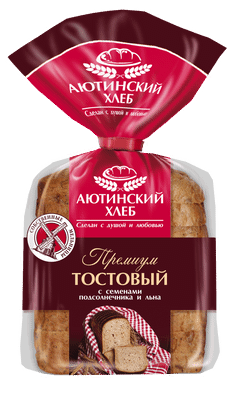 Хлеб Аютинский Хлеб тостовый пшенично-ржаной с семенами подсолнечника и льна нарезка, 330г