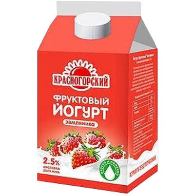 Йогурт Красногорский фруктовый земляника 2.5%, 500мл