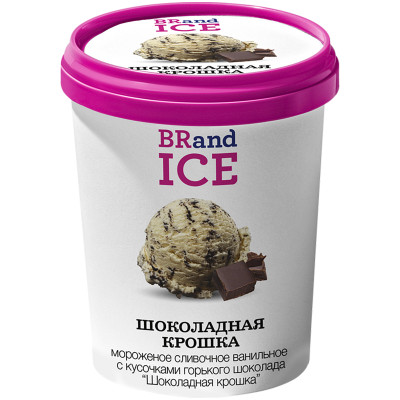 Мороженое BRand Ice Шоколадная Крошка сливочное с кусочками горького шоколада 14%, 300г