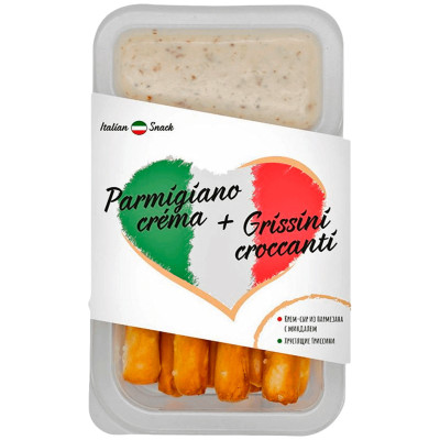 Набор Italian Snack Крем-сыр из пармезана с миндалем и гриссини 55%, 50г