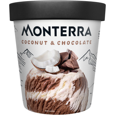 Мороженое сливочное Monterra Coconut&Chocolate двухслойное кокос-шоколад 10.5%, 263г