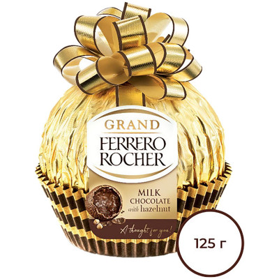 Шоколад Ferrero Rocher Grand Milk молочный с дроблёными лесными орехами, 125г