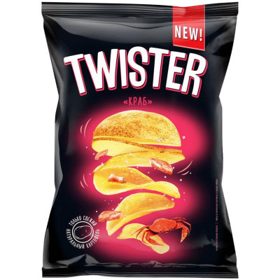 Чипсы картофельные Twister со вкусом краба, 150г