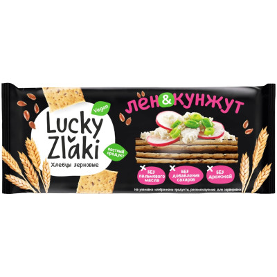 Хлебцы Lucky Zlaki Лен и Кунжут хрустящие зерновые, 105г