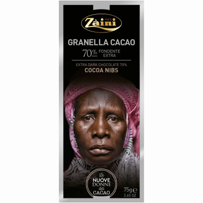 Шоколад Zaini горький какао с кусочками какао-бобов 70%, 75г