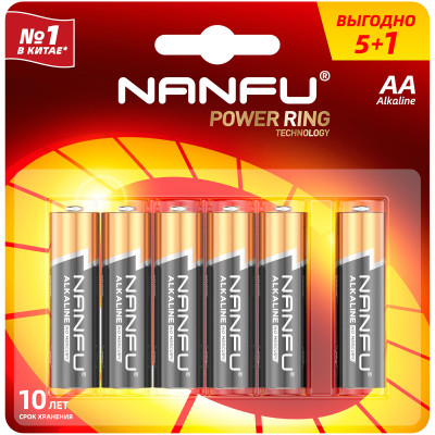 Батарейка Nanfu AA LR6 6B, 5+1шт