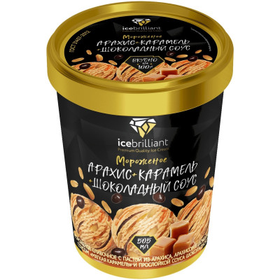 Мороженое Icebrilliant сливочное арахис-карамель с шоколадным соусом 8%, 250г