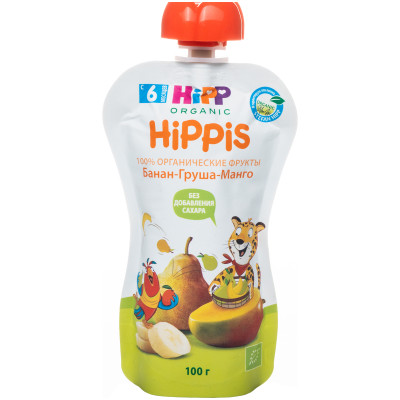 Пюре HiPP Hippis банан-груша-манго с 4 месяцев, 100г