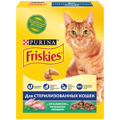 Корм сухой Friskies с кроликом и полезными овощами для стерилизованных кошек, 300г