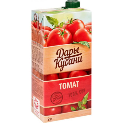 Сок Дары Кубани томатный с мякотью с солью и сахаром, 2л