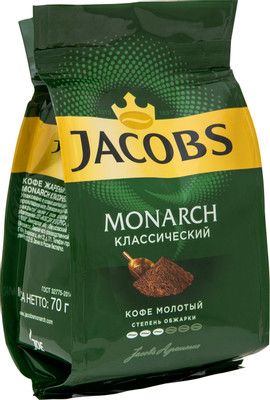 Кофе Jacobs Monarch классический жареный молотый, 70г