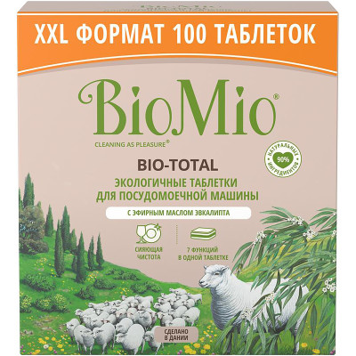Таблетки для посудомоечной машины Biomio Bio-Total с маслом эвкалипта, 100шт