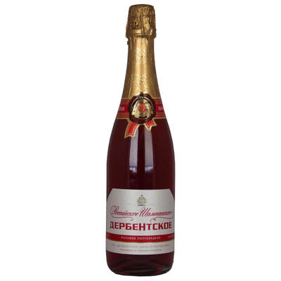 Шампанское Дербентское Российское розовое полусладкое, 0.75л
