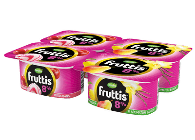 Продукт йогуртный Fruttis Суперэкстра вишневый пломбир-груша-ваниль 8%, 115г