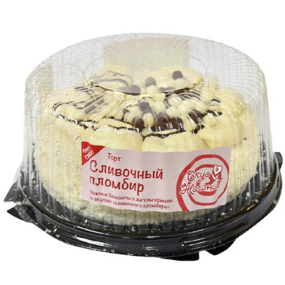 Торт Вкус желаний сливочный пломбир бисквитный, 540г