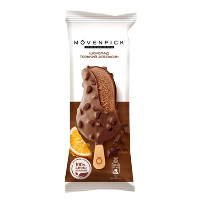Эскимо Movenpick сливочное шоколадное со вкусом горького апельсина в шоколаде 21%, 69г