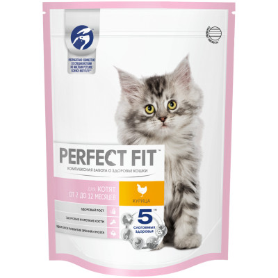 Cухой корм Perfect Fit полнорационный для котят от 2 до 12 месяцев с курицей, 650г