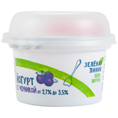 Йогурт черника 2.7-3.5% Зелёная Линия, 200г