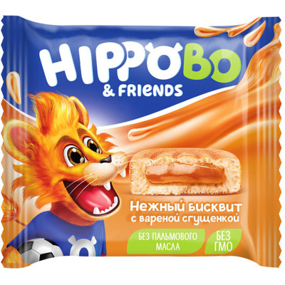 Пирожное Hippo Bo бисквитное с начинкой из варёной сгущенки, 32г