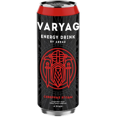 Напиток энергетический Varyag Северные Ягоды безалкогольный тонизирующий газированный, 450мл