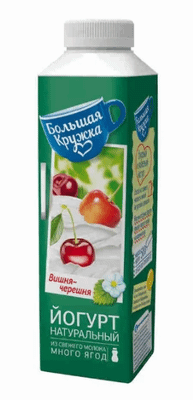 Йогурт Большая Кружка питьевой вишня-черешня 1.9%, 500мл