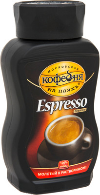 Кофе Московская кофейня на паяхъ Espresso растворимый с добавлением молотого, 95г