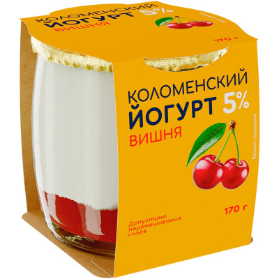 Йогурт Коломенский с мдж 5% Вишня, 170г