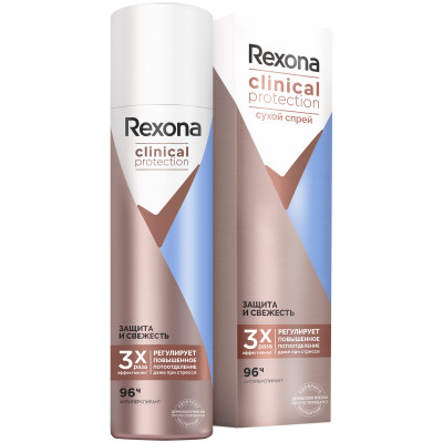 Дезодорант Rexona Clinical protection Защита и свежесть спрей, 150мл