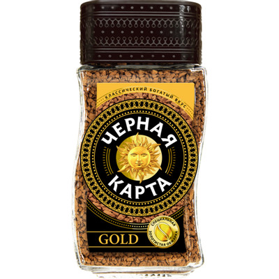 Кофе Черная Карта Gold натуральный растворимый сублимированный, 190г