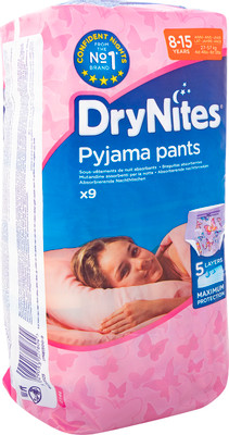 Подгузники-трусики DryNites ночные для девочек 8-15лет 25-57кг, 9шт