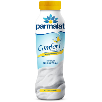 Биойогурт питьевой Parmalat Comfort безлактозный натуральный 1.7%, 290мл