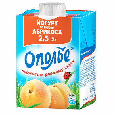 Йогурт Ополье со вкусом абрикоса 2.5%, 500мл