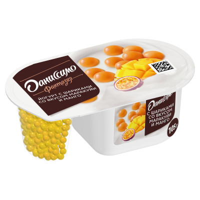 Йогурт Даниссимо манго-маракуйя с хрустящими шариками 6.9%, 105г