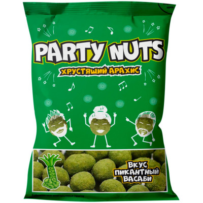 Арахис Party Nuts васаби хрустящий, 100г