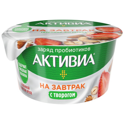 Продукт творожно-йогуртовый Активиа с клубникой и миксом орехов 3.5%, 135г