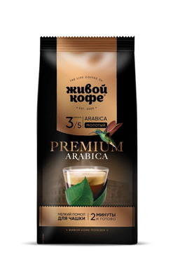 Кофе Живой Кофе Arabica Premium натуральный жареный молотый для заваривания в чашке, 200г