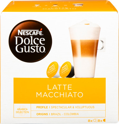 Кофе в капсулах Nescafé Dolce Gusto латте макиато, 8х17.8г + 8х6.5г