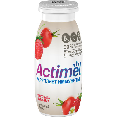 Напиток кисломолочный Actimel земляника-шиповник 2.5%, 100мл
