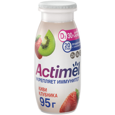 Продукт Actimel кисломолочный с киви-клубникой-цинком обогащенный 1.5%, 95мл