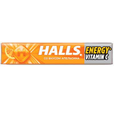 Карамель Halls леденцовая с витамином С и вкусом апельсина, 25г