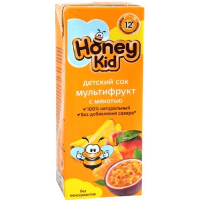 Сок Мультифрукт с мякотью для детского питания Honey Kid, 200мл