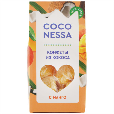 Конфеты кокосовые Coconessa с кусочками манго, 90г