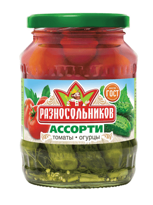 Ассорти Разносольников томаты и огурцы 1 сорт, 680г