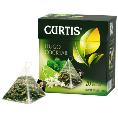 Чай Curtis Hugo Cocktail зелёный в пирамидках, 20х1.8г