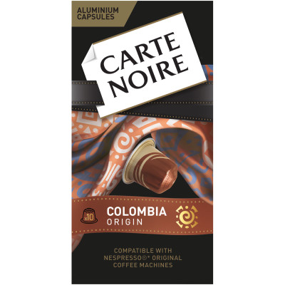 Кофе в капсулах Carte Noir Colombia Origin натуральный жареный молотый, 10x52г