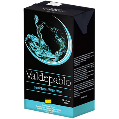 Вино Valdepablo белое полусладкое 10-12%, 1л