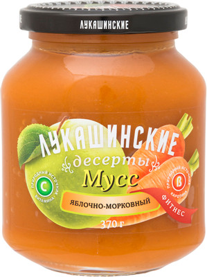 Мусс Лукашинские десерты Фитнес яблочно-морковный, 370г