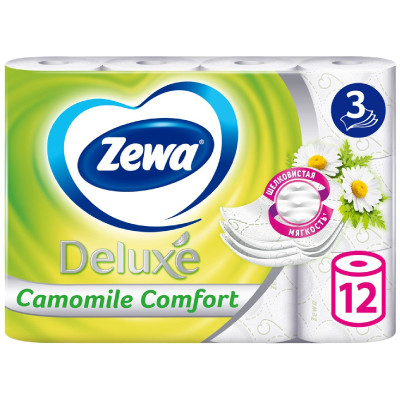 Туалетная бумага Zewa Deluxe Camomile Comfort 3 слоя, 12шт
