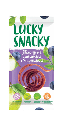 Пастилки Lucky Snacky Яблочные завитки фруктово-ягодные с черникой, 20г